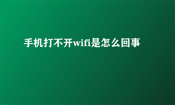 手机打不开wifi是怎么回事