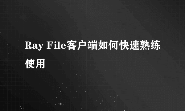 Ray File客户端如何快速熟练使用