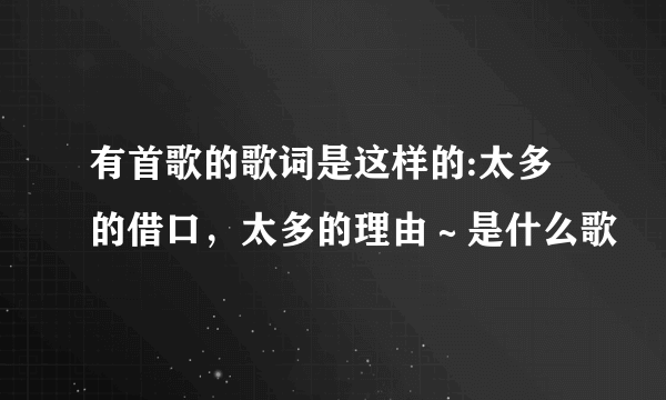 有首歌的歌词是这样的:太多的借口，太多的理由～是什么歌