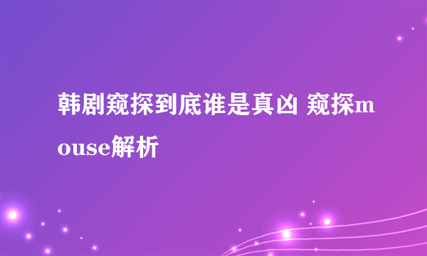 韩剧窥探到底谁是真凶 窥探mouse解析