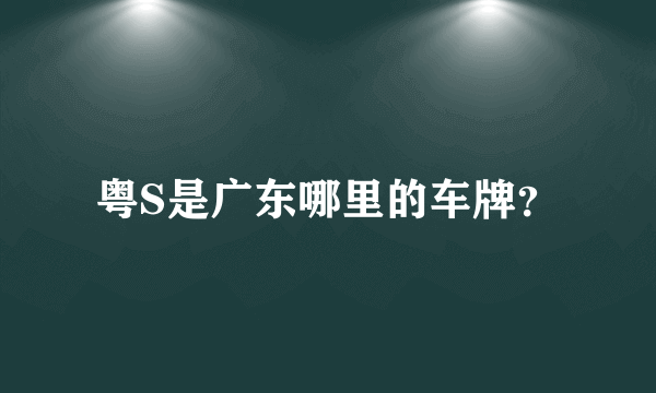 粤S是广东哪里的车牌？