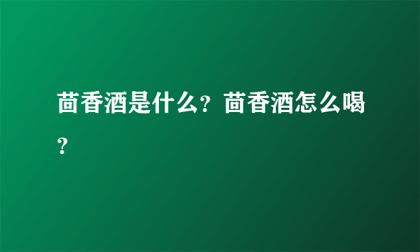 茴香酒是什么？茴香酒怎么喝？