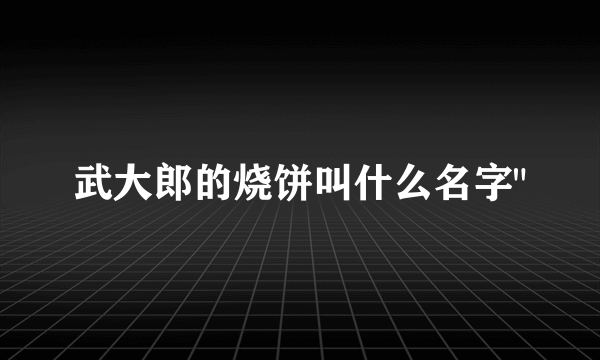 武大郎的烧饼叫什么名字