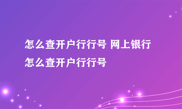 怎么查开户行行号 网上银行怎么查开户行行号