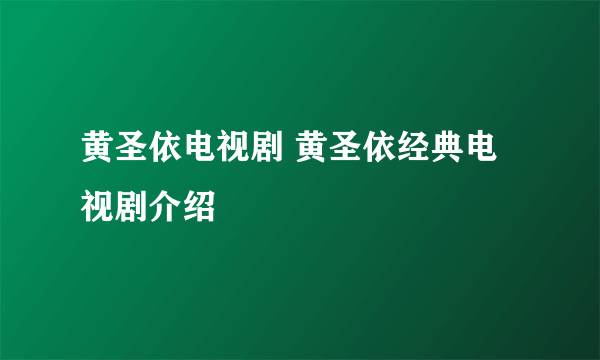 黄圣依电视剧 黄圣依经典电视剧介绍