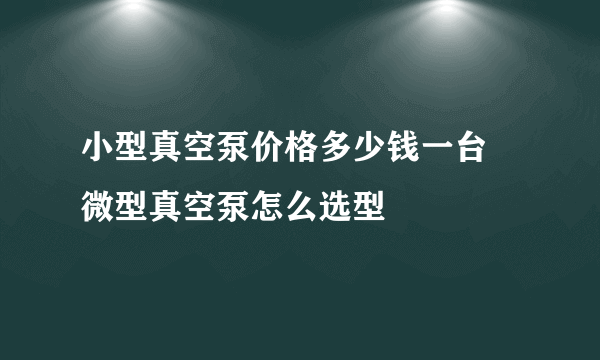 小型真空泵价格多少钱一台 微型真空泵怎么选型