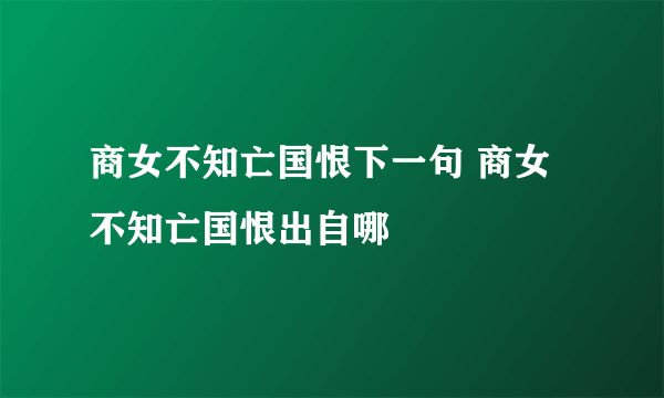 商女不知亡国恨下一句 商女不知亡国恨出自哪