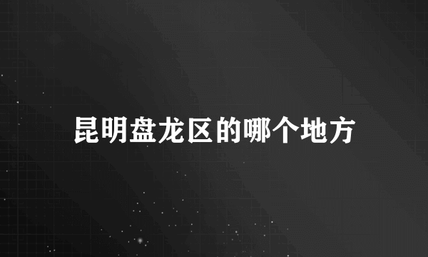 昆明盘龙区的哪个地方