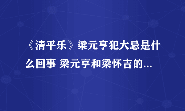 《清平乐》梁元亨犯大忌是什么回事 梁元亨和梁怀吉的关系是什么