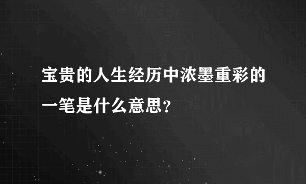 宝贵的人生经历中浓墨重彩的一笔是什么意思？