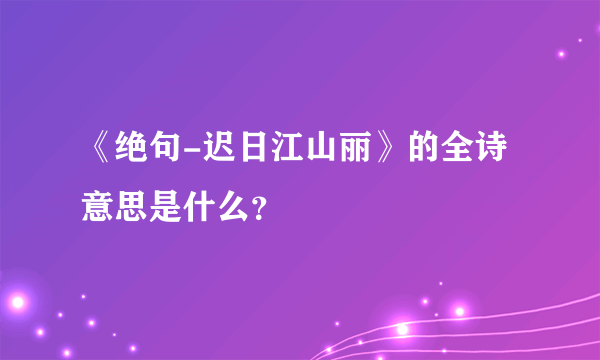 《绝句-迟日江山丽》的全诗意思是什么？