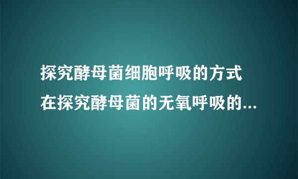 探究酵母菌细胞呼吸的方式 在探究酵母菌的无氧呼吸的装置中,要将酵母菌培养液密封一段时间以消耗掉氧气？