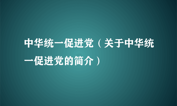 中华统一促进党（关于中华统一促进党的简介）