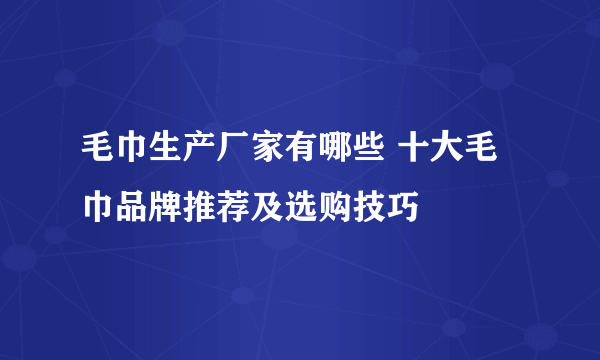 毛巾生产厂家有哪些 十大毛巾品牌推荐及选购技巧