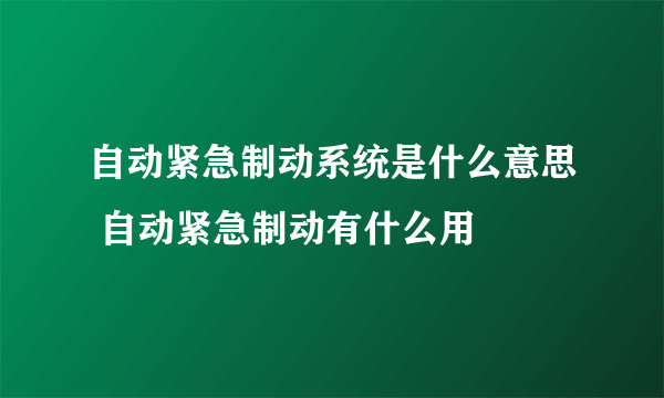 自动紧急制动系统是什么意思 自动紧急制动有什么用