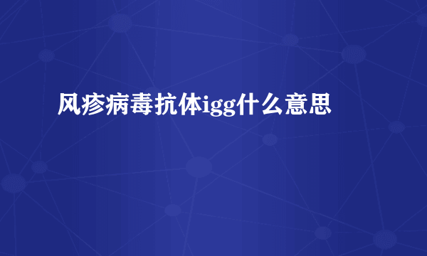 风疹病毒抗体igg什么意思