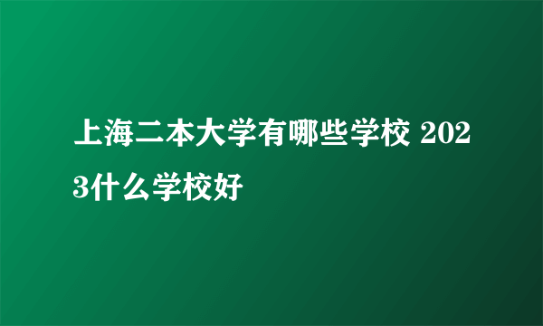 上海二本大学有哪些学校 2023什么学校好