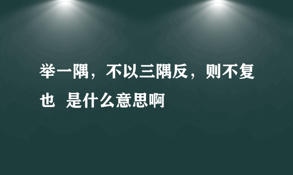 举一隅，不以三隅反，则不复也  是什么意思啊