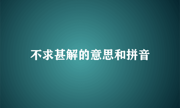 不求甚解的意思和拼音