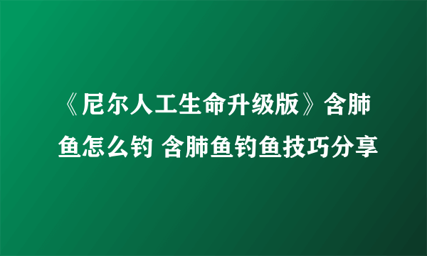 《尼尔人工生命升级版》含肺鱼怎么钓 含肺鱼钓鱼技巧分享