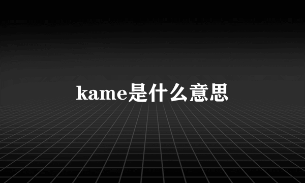 kame是什么意思