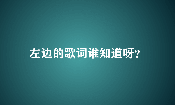 左边的歌词谁知道呀？