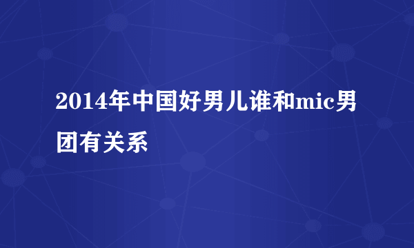 2014年中国好男儿谁和mic男团有关系