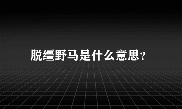 脱缰野马是什么意思？