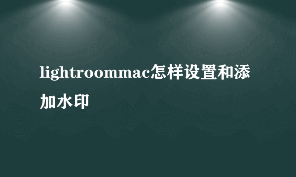 lightroommac怎样设置和添加水印