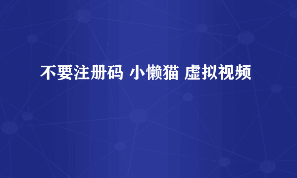 不要注册码 小懒猫 虚拟视频