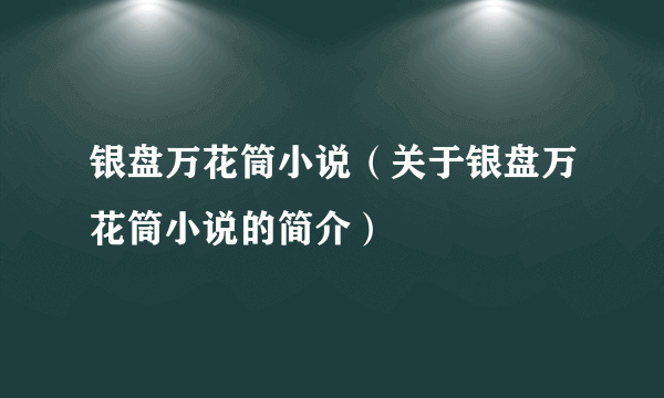 银盘万花筒小说（关于银盘万花筒小说的简介）