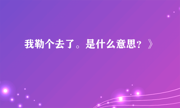 我勒个去了。是什么意思？》