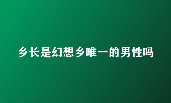 乡长是幻想乡唯一的男性吗