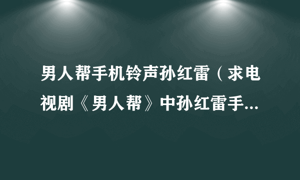 男人帮手机铃声孙红雷（求电视剧《男人帮》中孙红雷手机铃声是什么？）