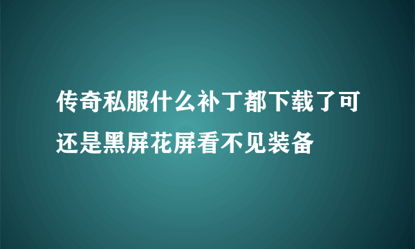 传奇私服什么补丁都下载了可还是黑屏花屏看不见装备