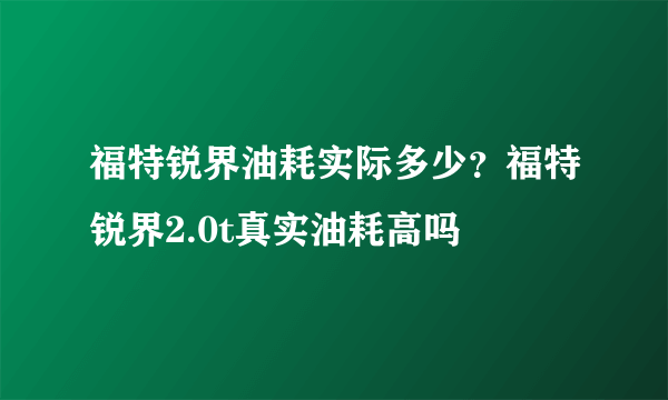 福特锐界油耗实际多少？福特锐界2.0t真实油耗高吗