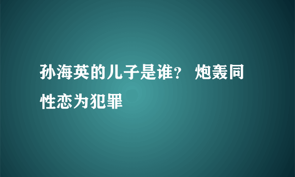 孙海英的儿子是谁？ 炮轰同性恋为犯罪