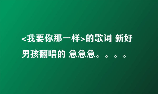 <我要你那一样>的歌词 新好男孩翻唱的 急急急。。。。