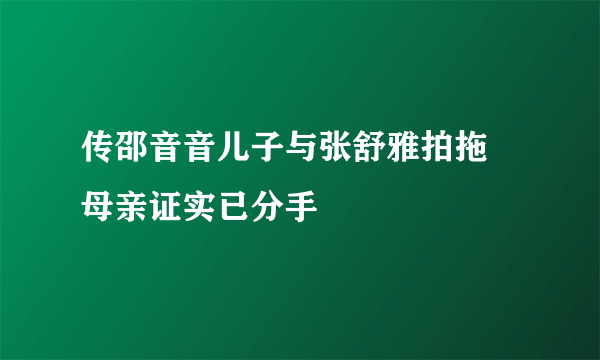 传邵音音儿子与张舒雅拍拖 母亲证实已分手