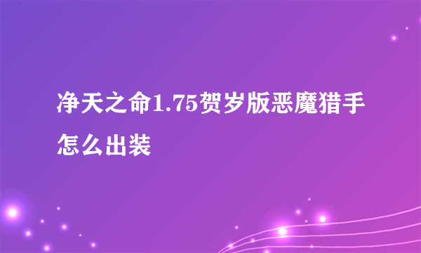 净天之命1.75贺岁版恶魔猎手怎么出装