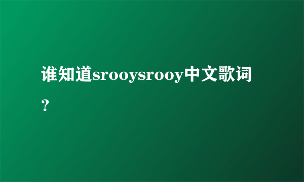 谁知道srooysrooy中文歌词？