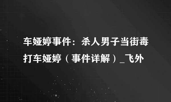 车娅婷事件：杀人男子当街毒打车娅婷（事件详解）_飞外