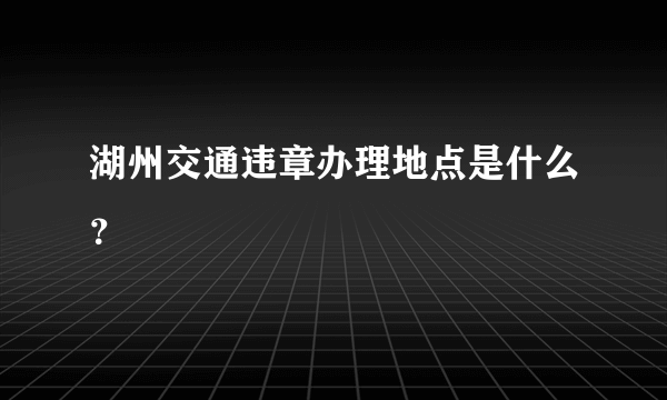 湖州交通违章办理地点是什么？