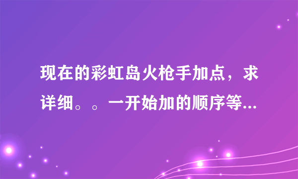 现在的彩虹岛火枪手加点，求详细。。一开始加的顺序等等。。最好带图