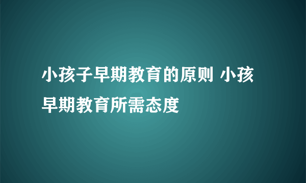 小孩子早期教育的原则 小孩早期教育所需态度