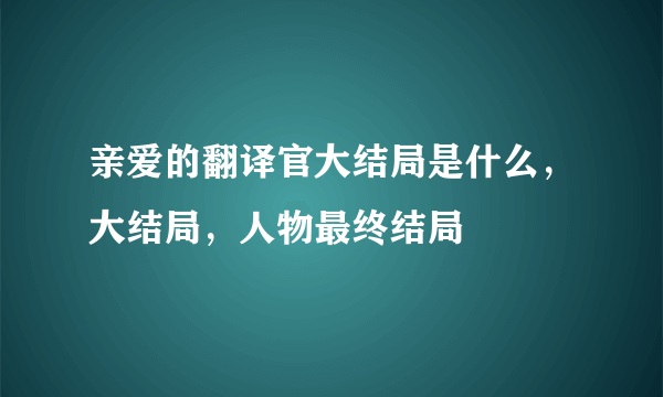 亲爱的翻译官大结局是什么，大结局，人物最终结局