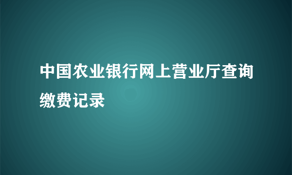 中国农业银行网上营业厅查询缴费记录