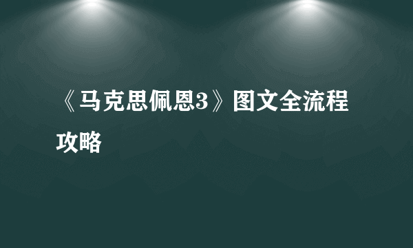 《马克思佩恩3》图文全流程攻略