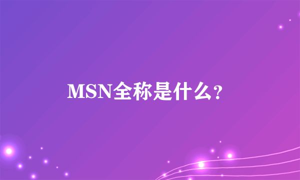 MSN全称是什么？