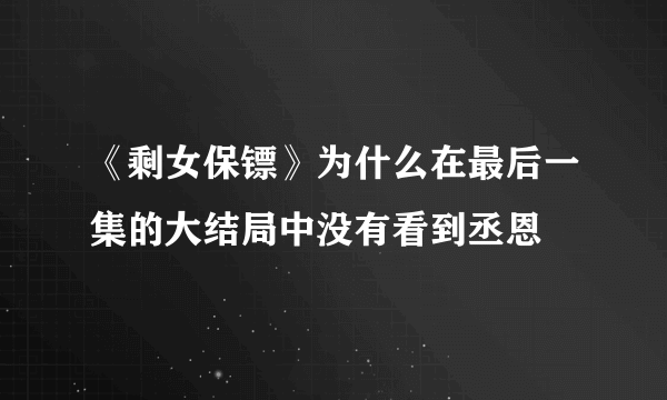 《剩女保镖》为什么在最后一集的大结局中没有看到丞恩